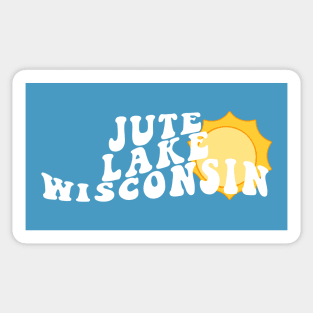 Sunshine in Jute Lake Wisconsin Retro Wavy 1970s Summer Text Sticker